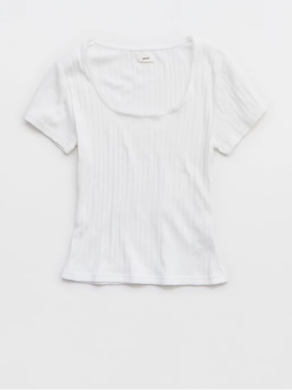 Aerie Pointelle Square Neck T-Shirt Size Large White NWOT - Picture 13 of 14